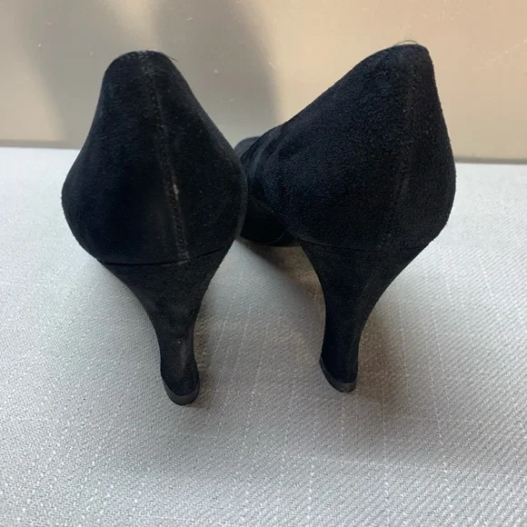 Bruno Magli Black Floral Suede Leather Heels – Size 8.5 AA - Picture 5 of 10